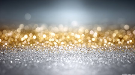 A Dreamy Background of Glittering Lights with Silver and Gold Particles for Luxurious Celebrationsの素材