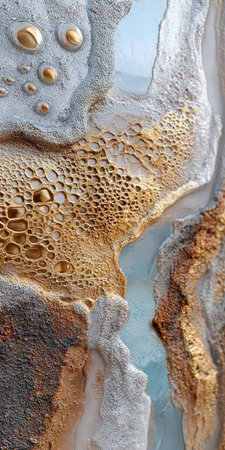 Ethereal Texture Featuring Icy Shimmer and Metallic Patterns for Unique Abstract Art Backgroundsの素材