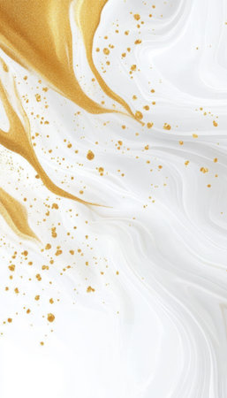 Elegant Flowing White and Gold Color Tones on a Delicate Marbled Background for Artistic Wallpapersの素材
