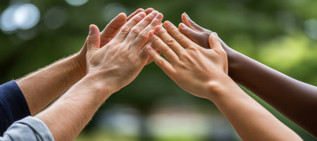 Financial Synergy and Corporate Collaboration Hands Coming Together to Symbolize Successの素材