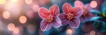 Close-Up of Delicate Spring Blossom Petals with Warm Lights, Ideal for Romantic Spring Themesの素材