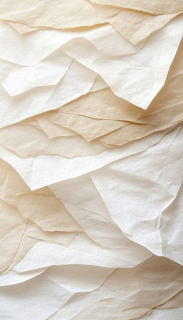 Abstract Surface with Natural Fiber Paper Layers in Beige and Cream Tones, Soft Textured Backgroundの素材