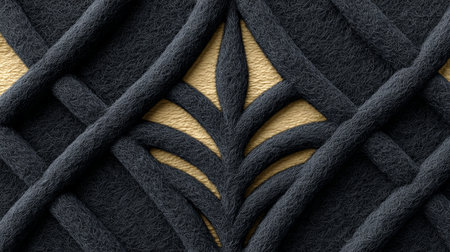 Artisan Black Braided Felted Wool Artwork Featuring Elegant Geometric Pattern and Abstract Designの素材