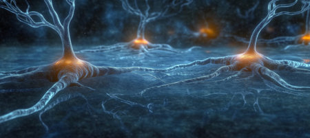 Abstract Brain Networks Connecting Technology and Biology Through Digital Medical Illustrationsの素材