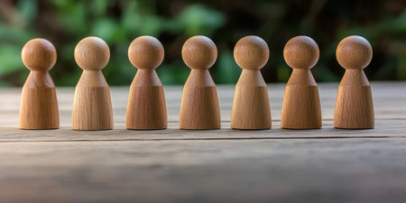 Teamwork and Collaboration in Business Wooden Figures Representing Partnership and Success Togetherの素材