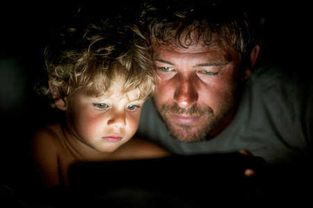 Loving Parent Sharing a Heartwarming Bedtime Story with Child, Creating Lasting Memories Togetherの素材