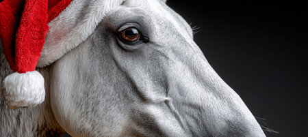 A Majestic White Horse Adorned for Christmas Celebrations, Bringing Joy and Festive Spirit to Allの素材