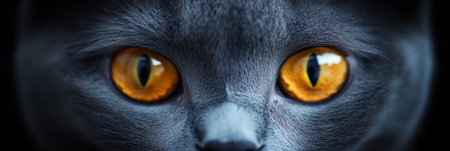 Chartreux Cat with Striking Copper Eyes Posing Elegantly on Soft Light Background, Captivating Gazeの素材