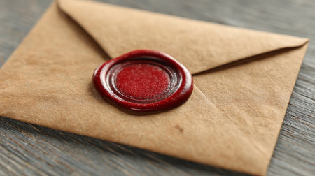 Authentic Aged Document with Rich Red Wax Seal, Antique Mail Ready to Deliver Vintage Style Secretsの素材