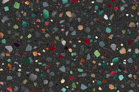 Elegant Black Terrazzo Texture Featuring Colorful Fragments, Perfect for Design Backgrounds and Moreの素材