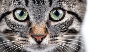 Captivating Tabby Cat with Enigmatic Gaze and Detailed Fur Patterns, Adorable Feline Companionの素材