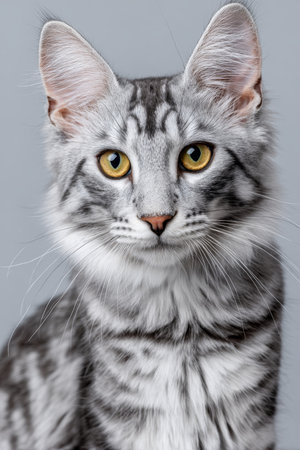 Captivating LaPerm Cat with Unique Curly Coat and Gentle Silver Hue, Perfect for Animal Loversの素材