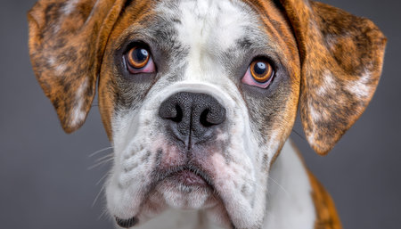 Charming Bulldog with Endearing Expression A Heartwarming Portrait of a Loyal Canine Companionの素材