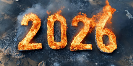 Burning 2026 A Fiery Representation of Global Challenges and Urgent Future Considerations Aheadの素材