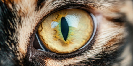 Stunning Close-Up of a Cat s Intense Green Eyes, Capturing the Essence of Feline Beauty and Mysteryの素材
