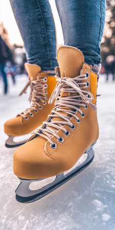 A Beautiful Ice Skating Performance Captured on a Sparkling Rink During a Winter Celebration Event.の素材