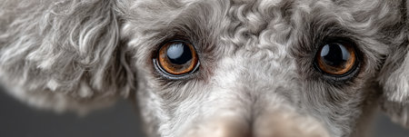Elegant Poodle Portrait in Soft Light, Capturing Emotive Facial Expressions and Distinct Featuresの素材