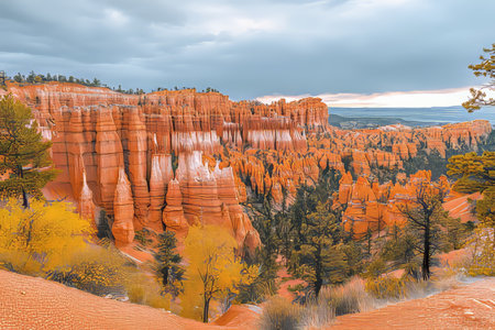 Stunning Sunset Over Hoodoo Rock Formations in National Parks Autumn Colors and Scenic Viewsの素材