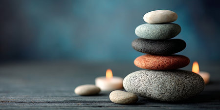 Serene Stacked Stones in a Calming Spa Environment for Mindful Harmony and Peaceful Zen Ambianceの素材