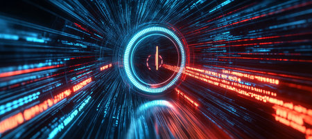 Futuristic Neon Data Flow Background with Digital Speed Motion and Cyber Network Technologyの素材