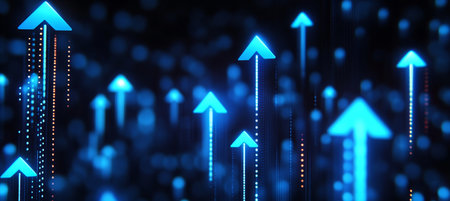 Dynamic Forward Momentum with Vibrant Arrows Illustrating Strategic Growth and Success Pathwaysの素材