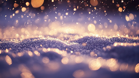 Enchanting Winter Wonderland with Sparkling Snowflakes, Glittering Landscape, and Soft Bokeh Lightの素材
