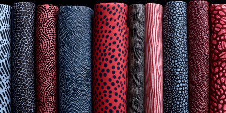 Vibrant, Colorful Fabric Patterns Featuring Bold Geometric Designs in Rich African Textile Stylesの素材