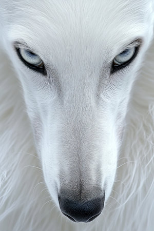 Majestic Greyhound Portrait Featuring Intense Gaze, Elegant Form, and Striking Snowy White Coat Furの素材