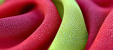 Abstract Background of Colorful Fabric Drapes with Wavelike Pattern and Rich Textured Surface Artの素材