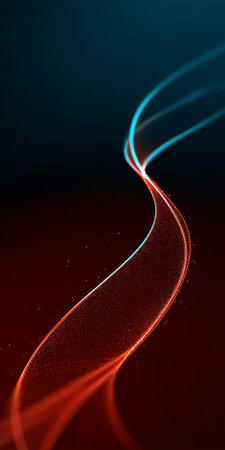 Dynamic Curves of Light in an Abstract Wave Background Featuring Colorful Neon Glow Trailsの素材