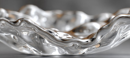 Ethereal water flow creating stunning patterns with shimmering ice-like reflections and cool tones.の素材