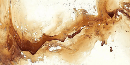 Abstract Marble Texture with Swirls and Liquid Paint in Beautiful Gold and Bronze Color Designの素材