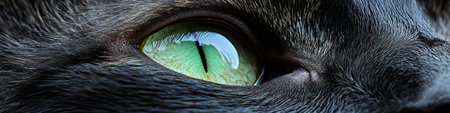 Captivating Close-Up of a Black Cat s Eye, Showcasing Its Intense Gaze and Mesmerizing Beautyの素材