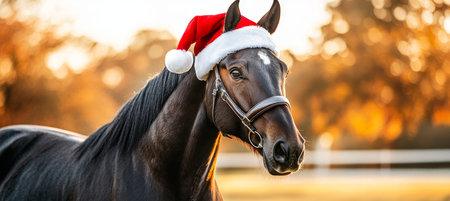 A Festive Farm Friend A Dark Elegant Mammal Dressed in Holiday Colors for the Season s Spiritの素材