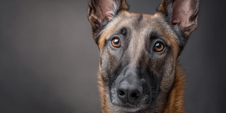 Belgian Malinois Dog in a Serene and Poised Moment, Captured in a Stunning Cinematic Portraitの素材