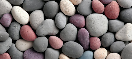 Elegant River Pebbles and Decorative Backdrop of Smooth Stones in a Serene Zen Garden Settingの素材