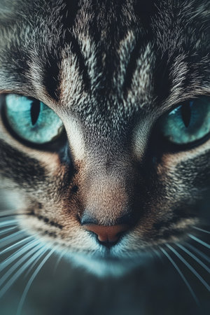 Close-Up Portrait of a Bengal Cat s Mesmerizing Eyes Capturing Emotion and Domestic Charmの素材