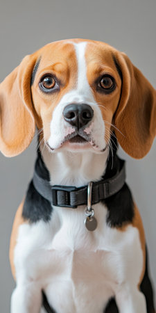 Charming Beagle Portrait Adorable Canine Surrounded by Nature, Capturing Heartwarming Emotionの素材
