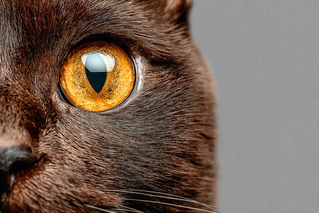 Close-Up of a Magnificent Havana Brown Cat with Warm Gold Brown Fur and Captivating Graceful Beautyの素材