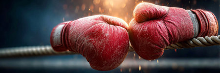 Dynamic Boxing Gloves Collision in the Ring During an Intense Athletic Battle for Victoryの素材