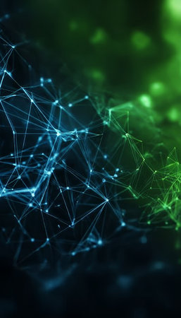 Abstract Interconnected Polygonal Network Background of Dots and Lines for Modern Data Visualizationの素材