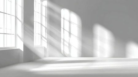Bright And Spacious Room Interior With Sunlight Casting Shadows, Ideal For Creative Design Projectsの素材