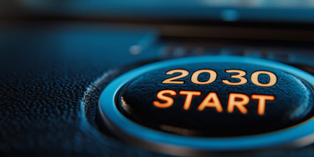 Illuminated Dashboard Control Start Button for 2030 Goals in Modern Automotive Design and Technologyの素材