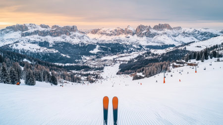 Scenic Winter Adventure on Snowy Slopes, Embracing the Majestic Winter Landscape and Outdoor Funの素材