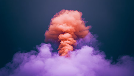 Dramatic Burst of Pastel Smoke Against a Moody Void Backdrop, Evoking Dreams and Cosmic Wonderの素材