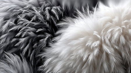 Elegant Gray and White Feathers Displayed in a Beautiful Arrangement for Modern Design Projectsの素材