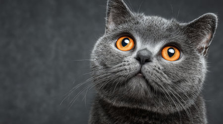 Charming British Shorthair Cat with Cute Expression and Sparkling Eyes, Perfect for Animal Loversの素材