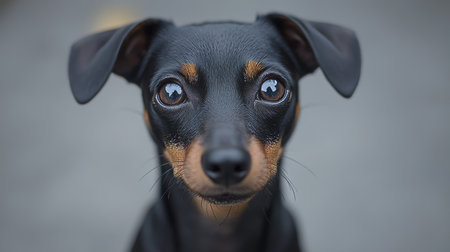 Charming Close-Up of a Playful Dachshund s Face, Capturing Its Innocent Expression and Playfulnessの素材