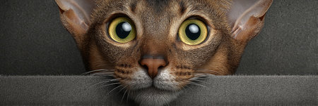 Charming Portrait of a Singapura Cat with Striking Golden Eyes in a Peaceful Studio Environmentの素材