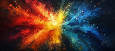 Cosmic Nebula Vivid Colors and Sparkling Texture in a Dreamlike Stellar Explosion Sceneの素材